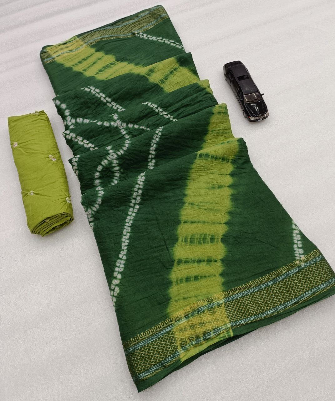 Saree – Soft Cotton Shibori Print Green