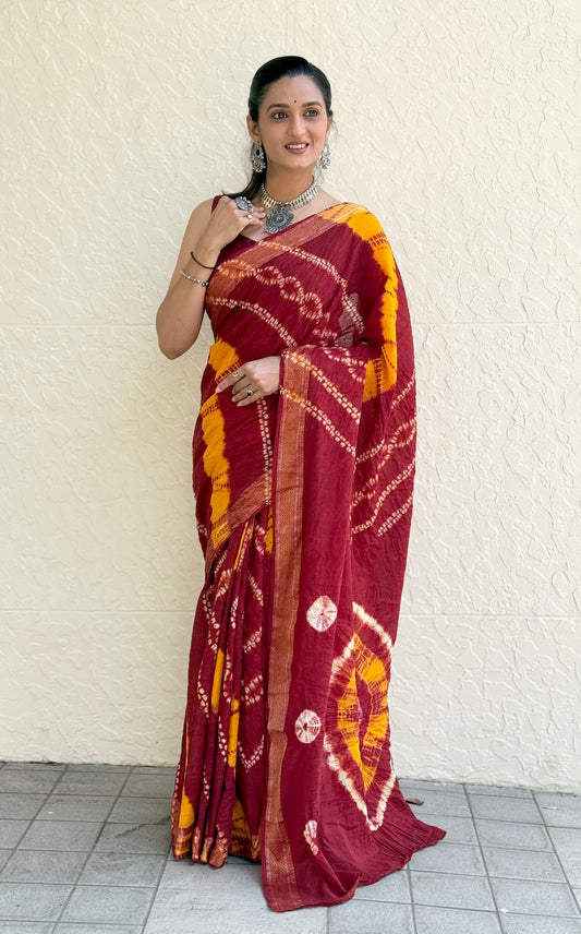 Saree – Soft Cotton Shibori Print Red